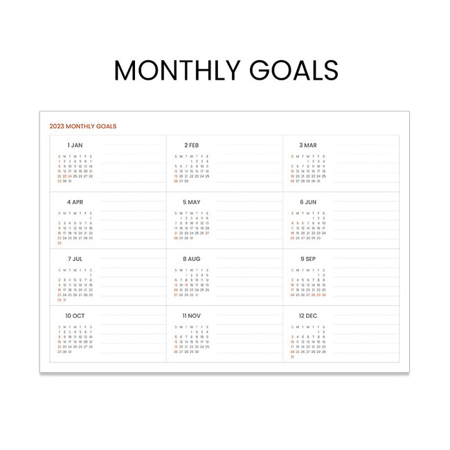 Monthly goals - 2023 Official Workroom Monthly Desk Pad Calendar