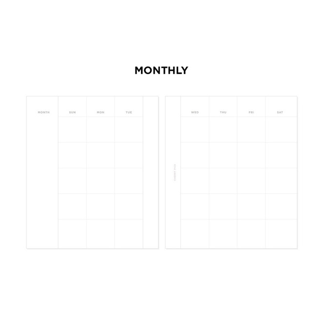 Monthly plan - 2NUL Cherry Pick Wide A6 Zipper 6-ring Dateless Weekly Diary Ver4