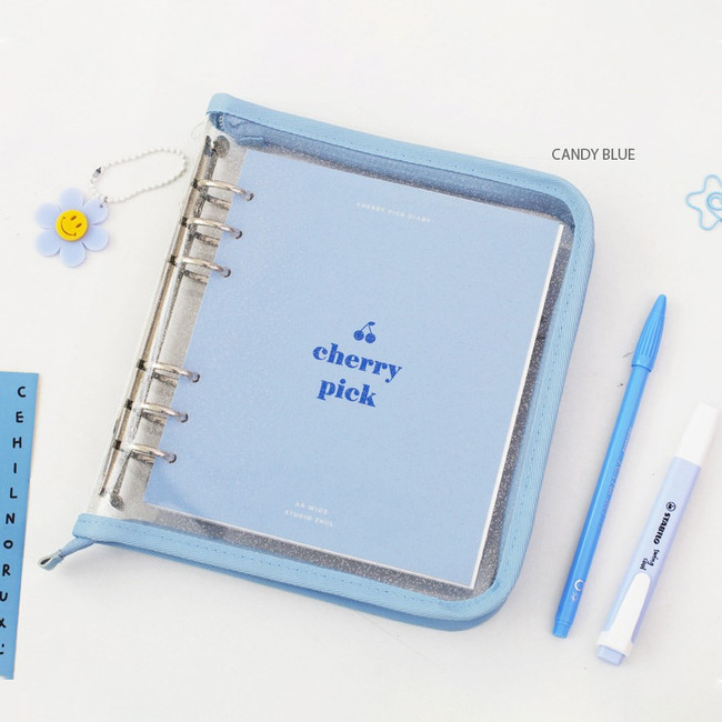 Candy blue - 2NUL Cherry Pick Wide A6 Zipper 6-ring Dateless Weekly Diary Ver4