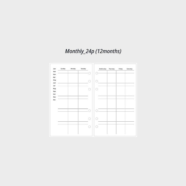 Monthly plan - DESIGN GOMGOM Monogram Untitled A6 6-ring Undated Weekly Diary