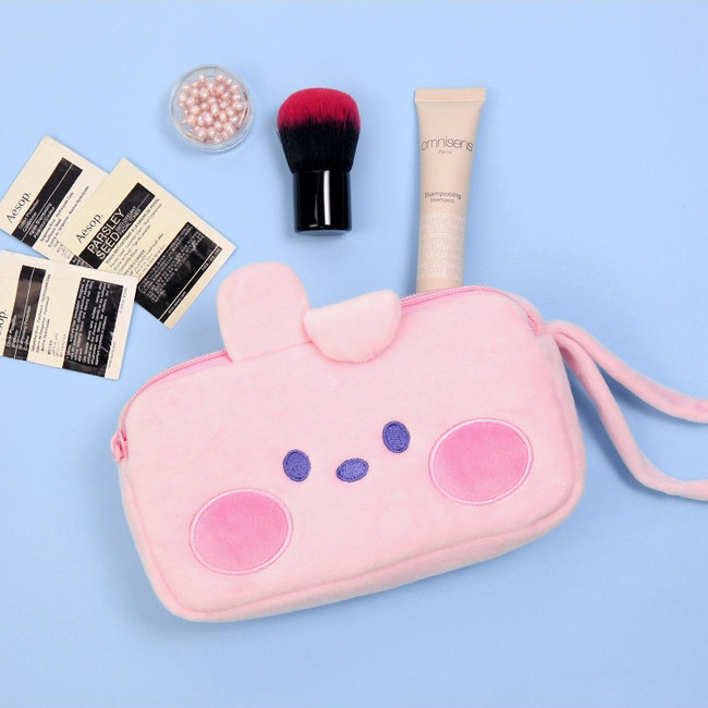 BT21 Minini Cooky Plush Double Pockets Zipper Pen Pouch