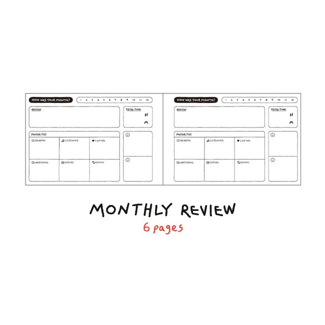Monthly review - Doodle 6 Months Undated Weekly Study Planner