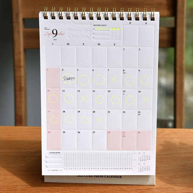 standing calendar - Play Obje 2023 Cube Press lined Monthly Standing Calendar