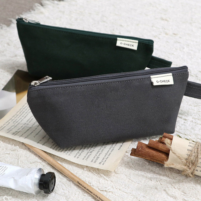 O-check Canvas Standard Zipper Pencil Case