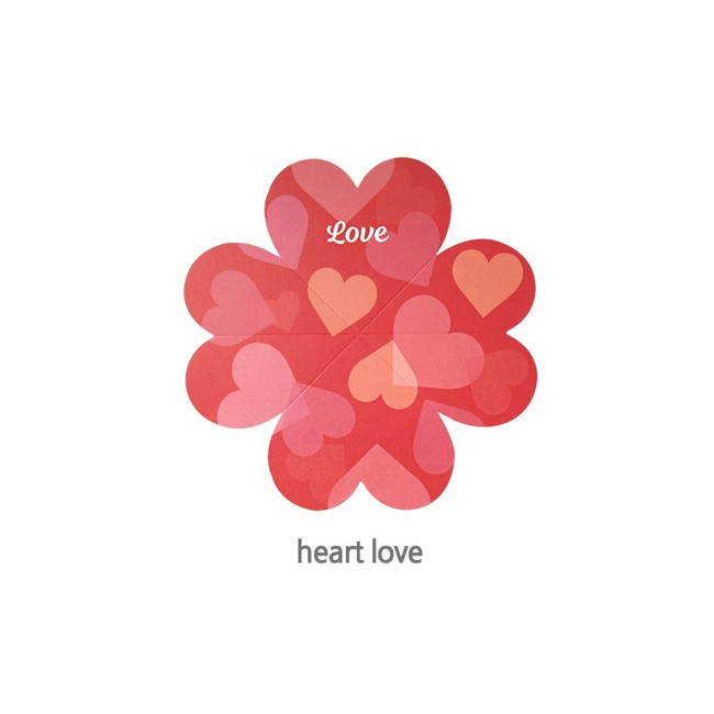 Heart love - Heart Four Leaf Clover Folding Letter And Envelope Set