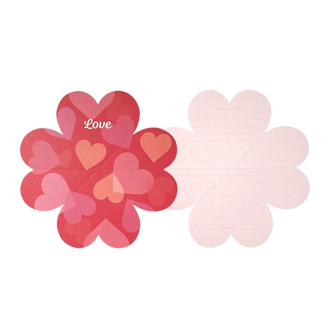 Heart Four Leaf Clover Folding Letter And Envelope Set