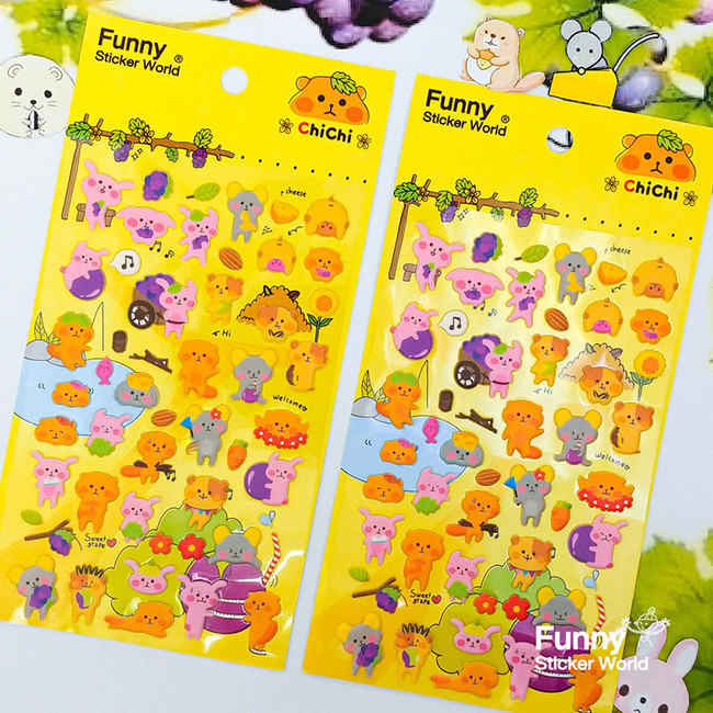 Funny Sticker Hamster ChiChi Puffy Deco Sticker