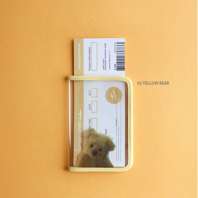 02 yellow bear - Jam studio Dingdong Travel Passport Case Holder