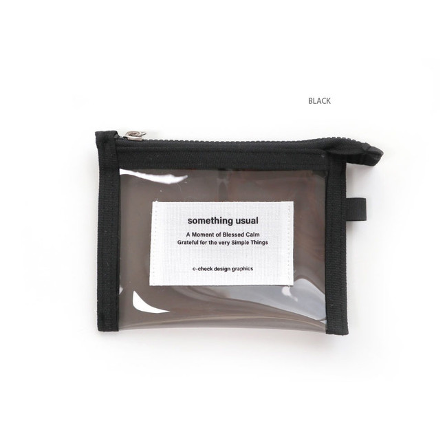 Black - O-check Something Usual Clear Zipper Card Holder Wallet