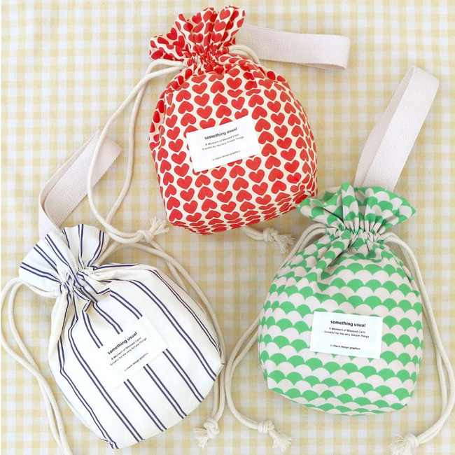 O-check Something Usual Cotton Drawstring Pouch