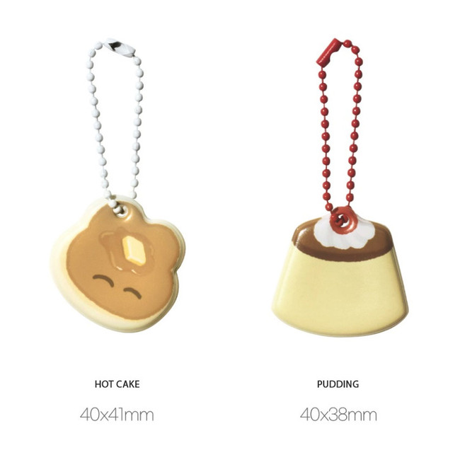 Hot cake and Pudding - Dessert Soft Ball Chain Key Chain