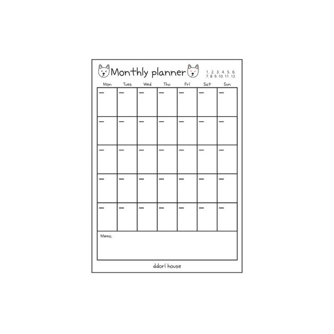 Ddori House A5 Undated Monthly Notepad