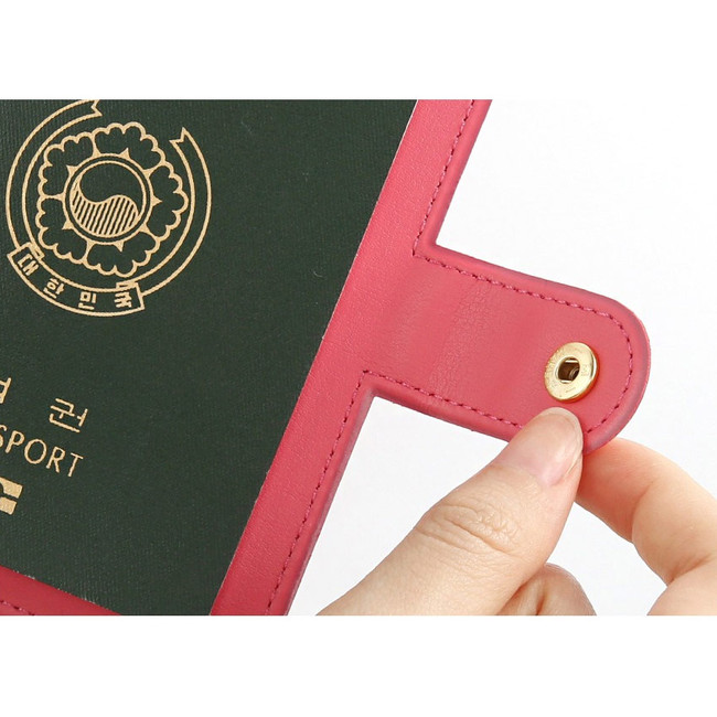 Snap button closure - Minini Tata Leather Patch Passport Holder Cover
