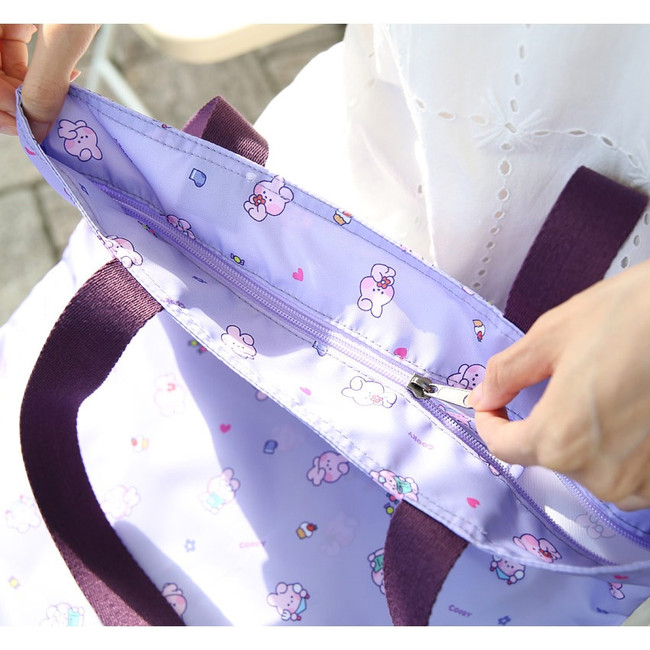 Zipper closure - BT21 Minini Pattern Koya Shoulder Tote Bag