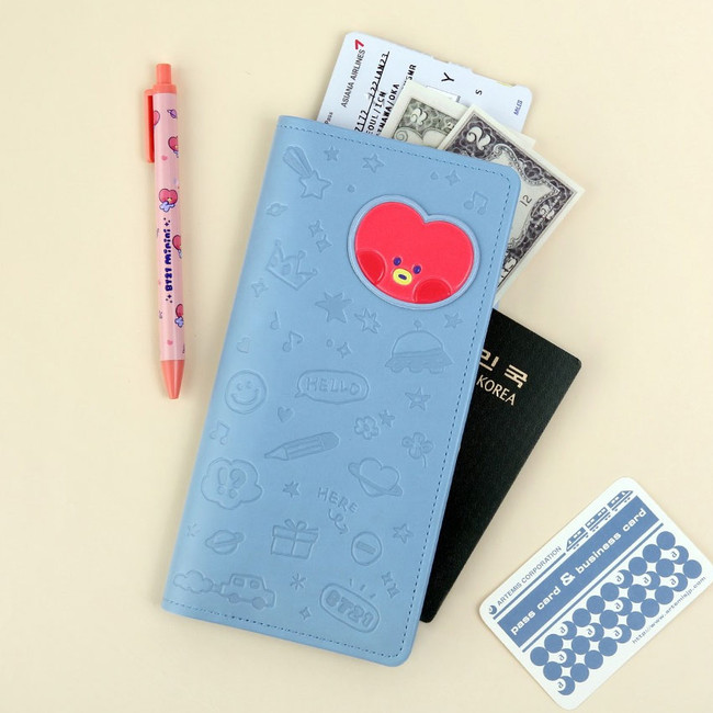 BT21 Minini Leather Patch TATA Long Passport Holder Cover