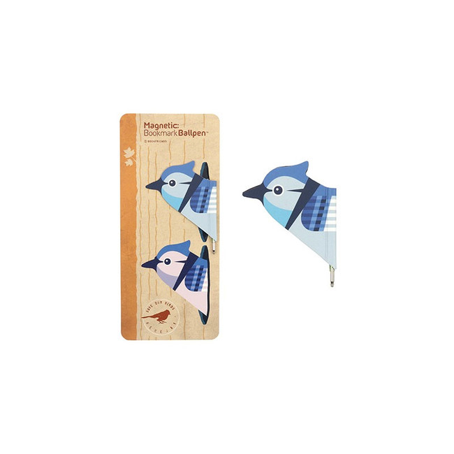 Blue jay - Bird Magnetic Bookmark Ballpoint Pen 0.5mm