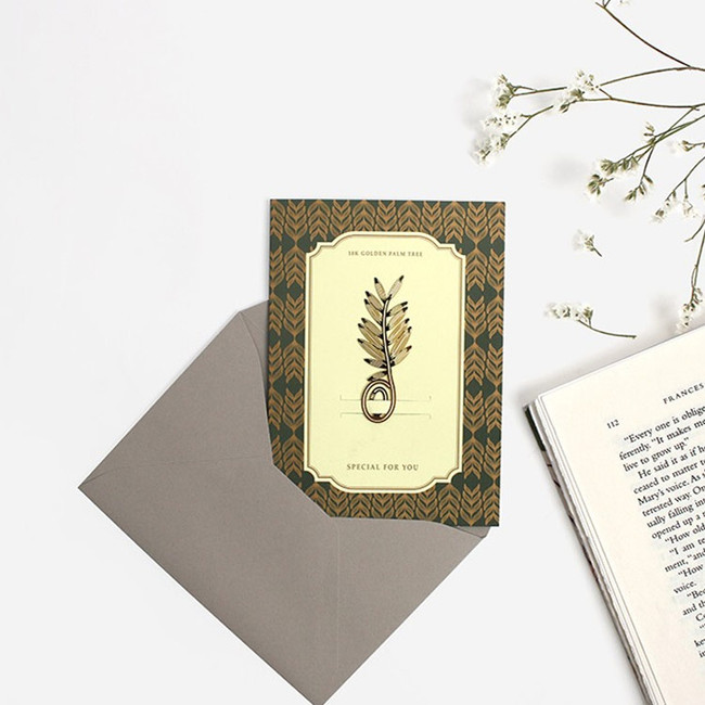 Palm Leaf - Bookfriends Gold Plated Bookmark Card