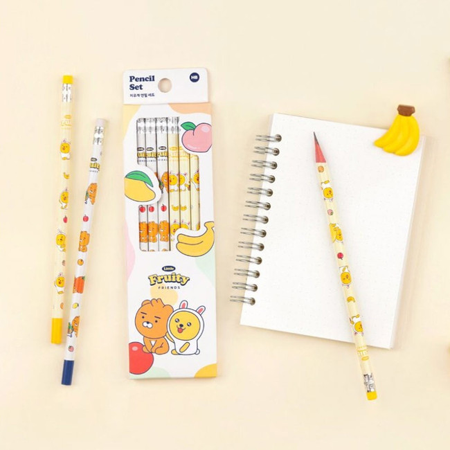 Kakao Friends HB Wood Pencil With Eraser Set