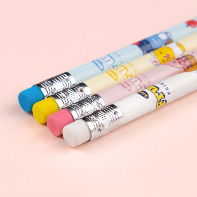 Detail of Kakao Friends HB Wood Pencil With Eraser Set