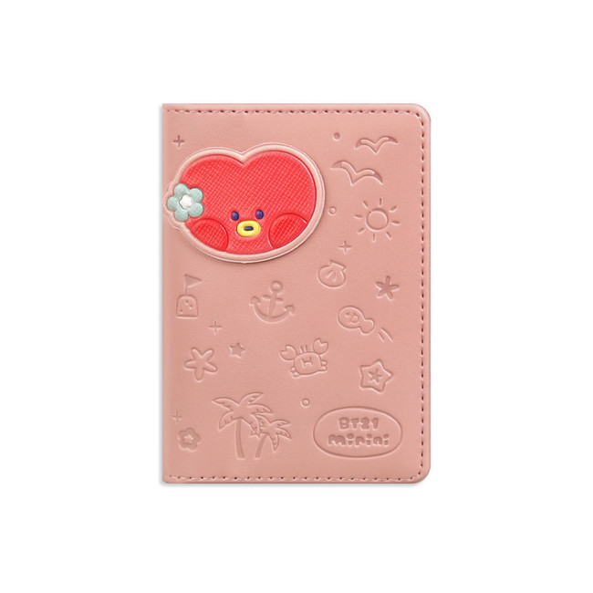 Front - BT21 TATA Leather Patch Card Case Holder