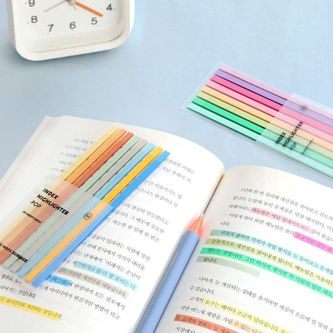 Pop Index Long Highlighter Strips Sticky Note Set