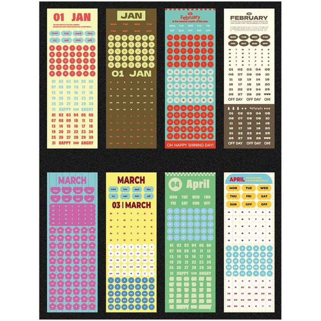 Jan, Feb, Mar, Apr - Colorful Date Sticker Pack of 24 Sheets