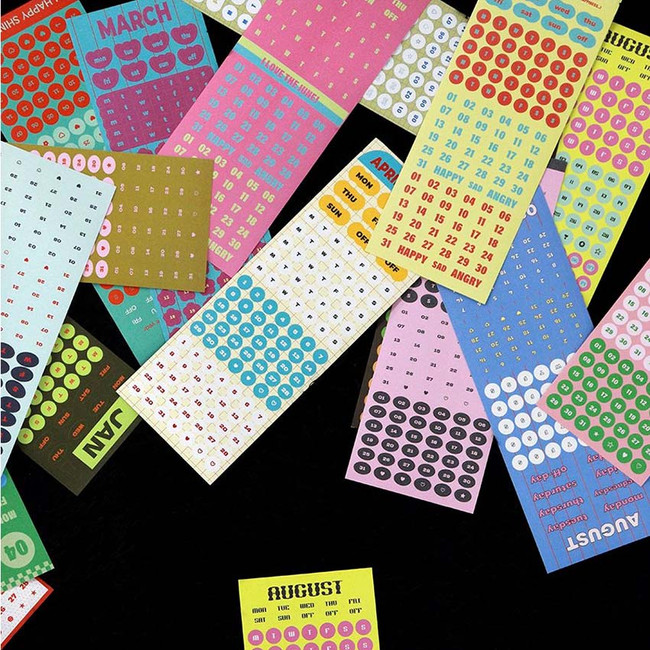 Colorful Date Sticker Pack of 24 Sheets