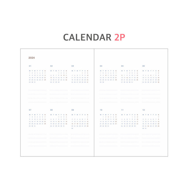 calendar - O-check 2024 Mon Journal B6 Dated Monthly Diary Planner