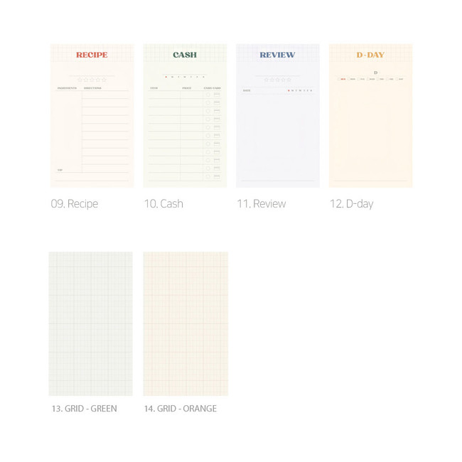 Options - Buyme Langsam Dateless Planning Writing Notepads