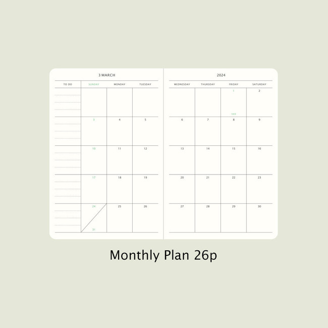 Monthly plan - 2024 Simple B6 Hardcover Dated Weekly Planner