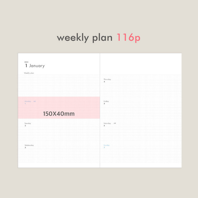 Weekly plan - O-check 2024 Make A Day A5 Dated Weekly Diary Planner
