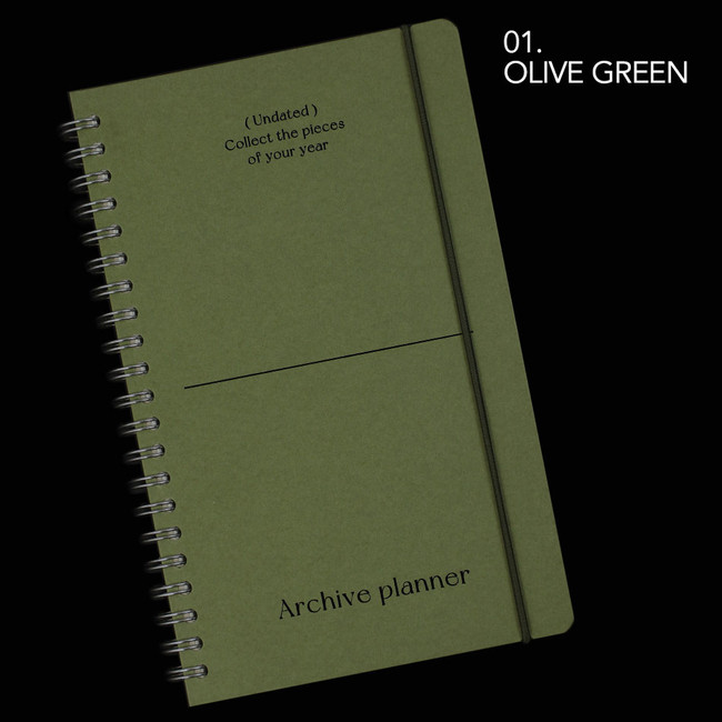 Olive green - Archive Spiral Undated Weekly Planner V2