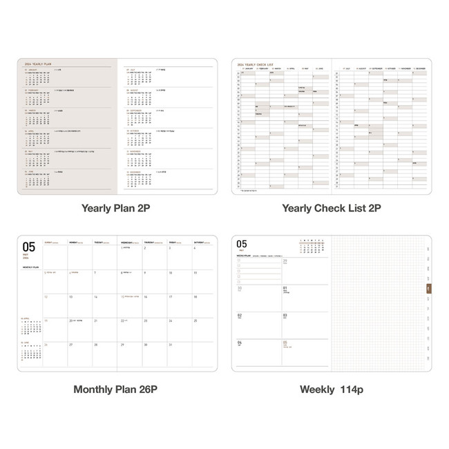2024 Simple Small Dated Weekly Planner Agenda