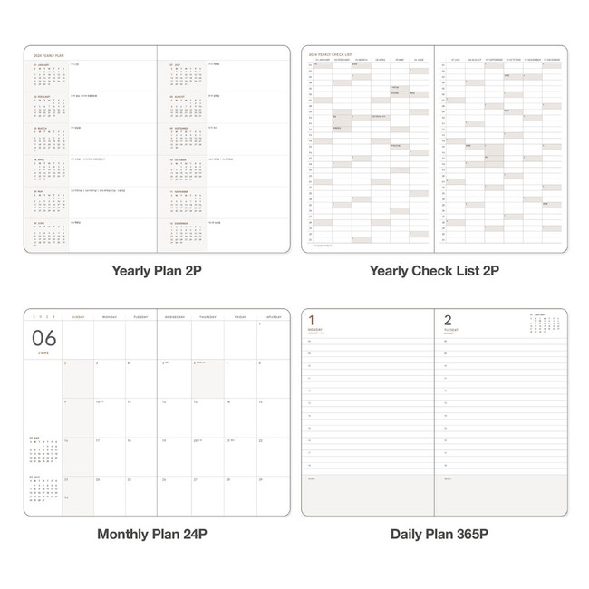 Contents of 2024 365 Days Medium Dated Daily Diary Agenda