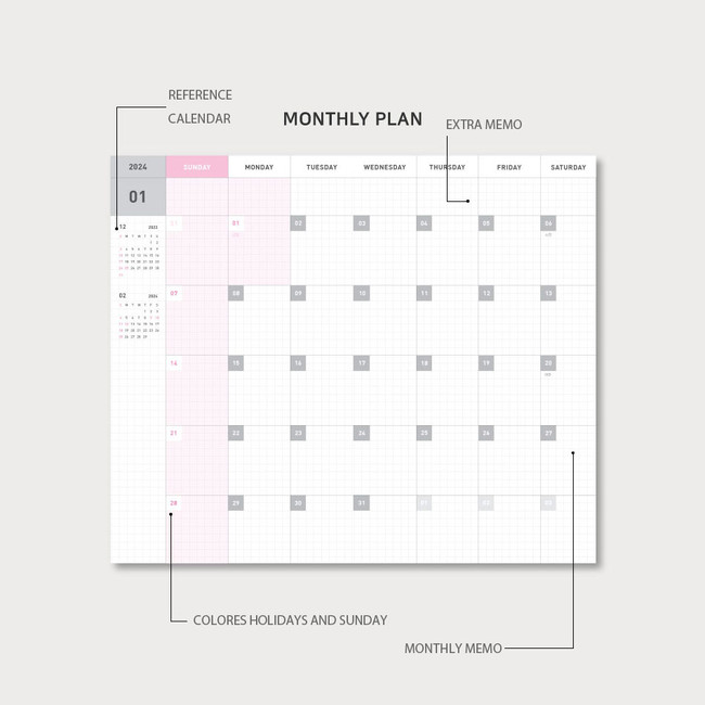 Monthly plan - 2024 Oh Long Dated Weekly Planner Agenda