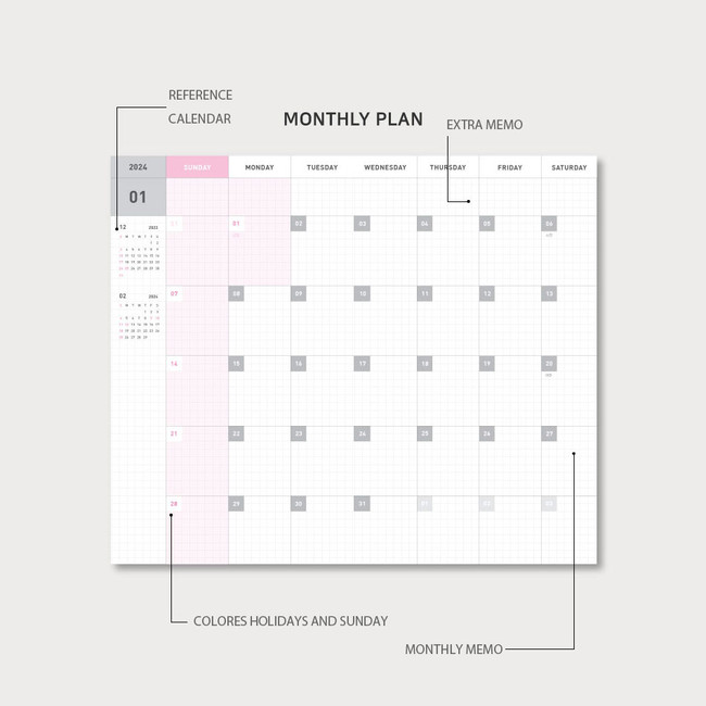 Monthly plan - 2024 Dong Dong Long Dated Weekly Planner Agenda