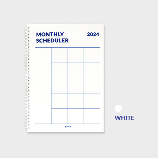 White - 2024 Basic A4 Twin Wire Dated Monthly Planner