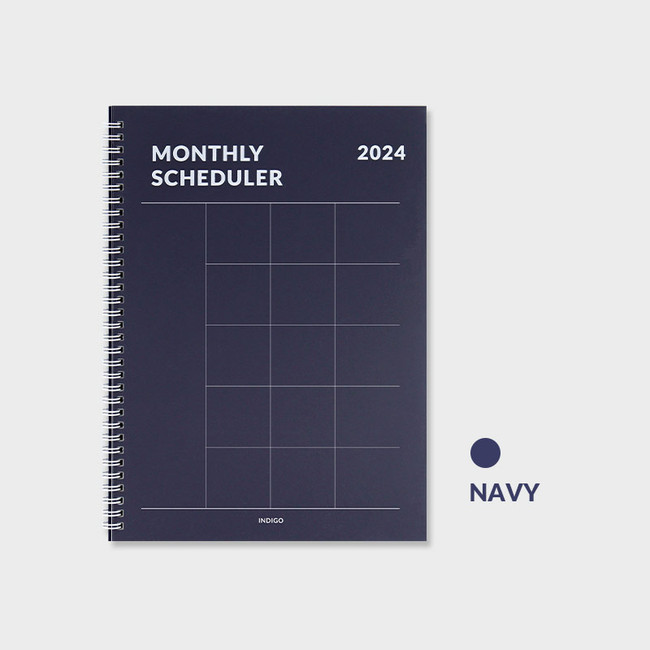 Navy - 2024 Basic A4 Twin Wire Dated Monthly Planner