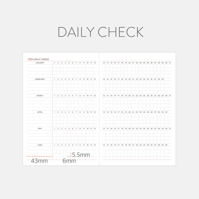 Daily check - 2024 Prism Leather B6 Dated Monthly Diary Planner
