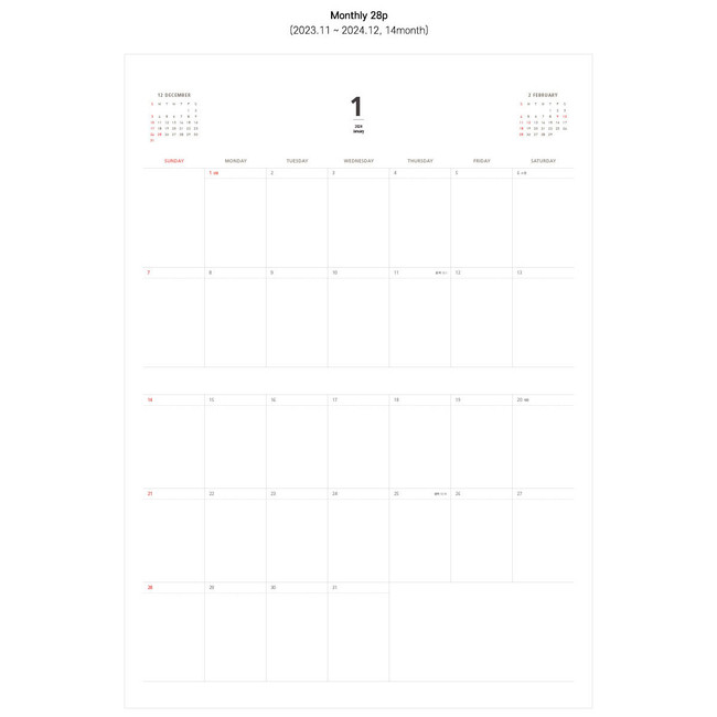 Monthly plan - 2024 D Planner A4 Wirebound Dated Monthly Planner