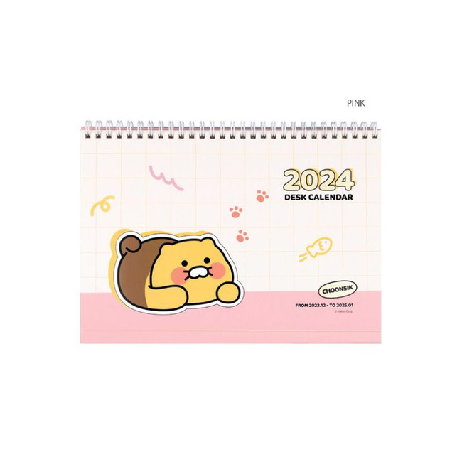 Pink - 2024 Choonsik Monthly Standing Flip Desk Calendar