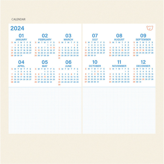 Calendar - 2024 365 Desk Hardcover Dated Weekly Diary