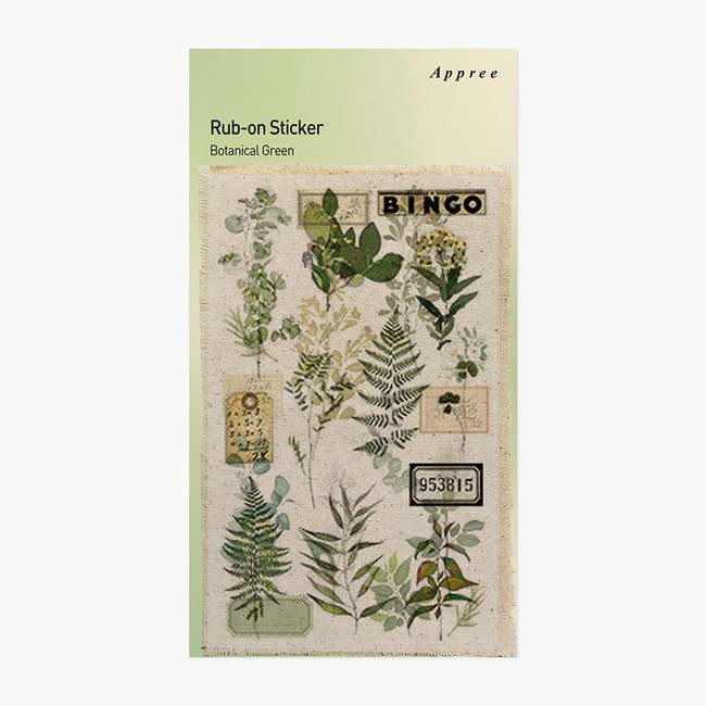 APPREE Botanical Green Rub-On Sticker Pack