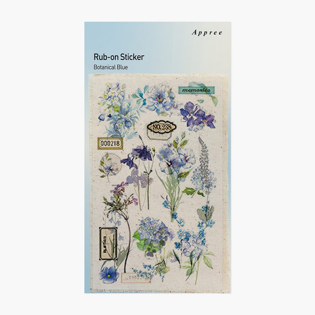 APPREE Botanical Blue Rub-On Sticker Pack