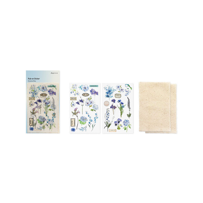 composition - APPREE Botanical Blue Rub-On Sticker Pack