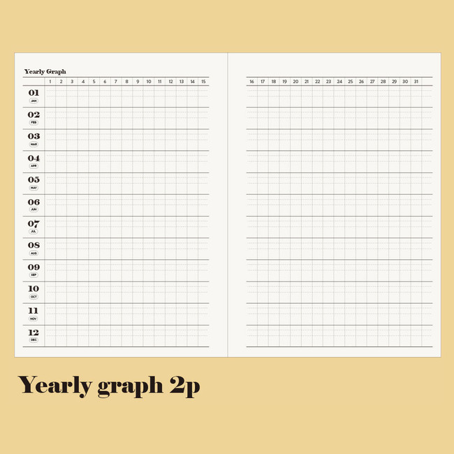 Yearly graph - 2024 The Memo Life B6 Spiral Weekly Diary Planner