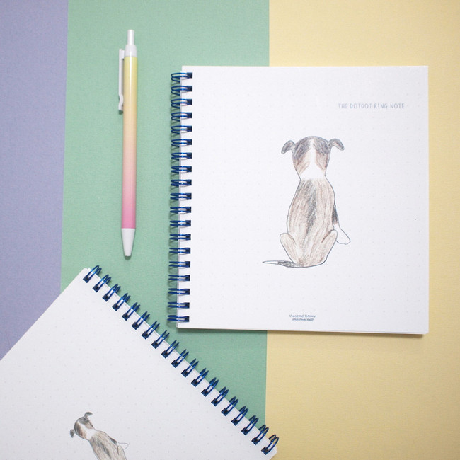 Dog - Hushed Brown Dot Grid Twin Wire Notebook