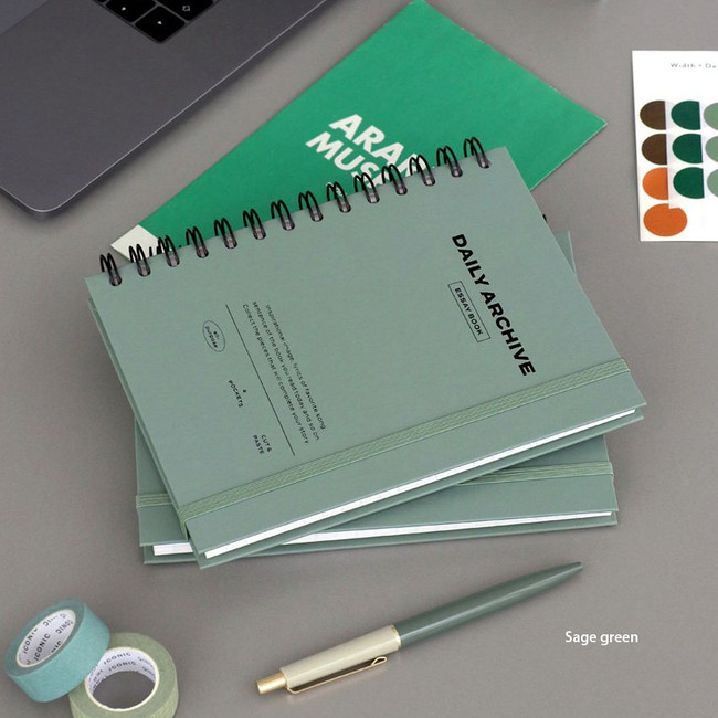 Sage green - Daily Archive Spiral Essay Notebook Planner