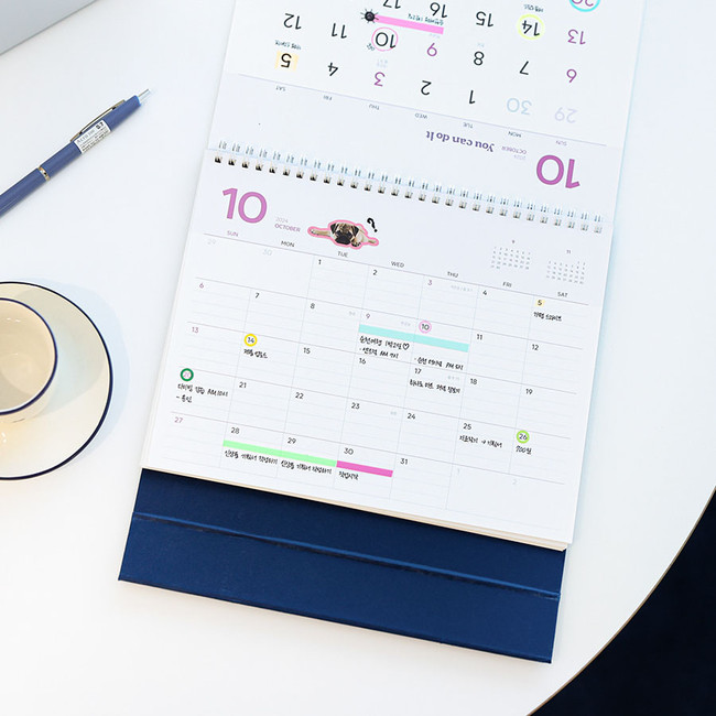 Usage example - 2024 Beginning Simple Monthly Standing Flip Desk Calendar