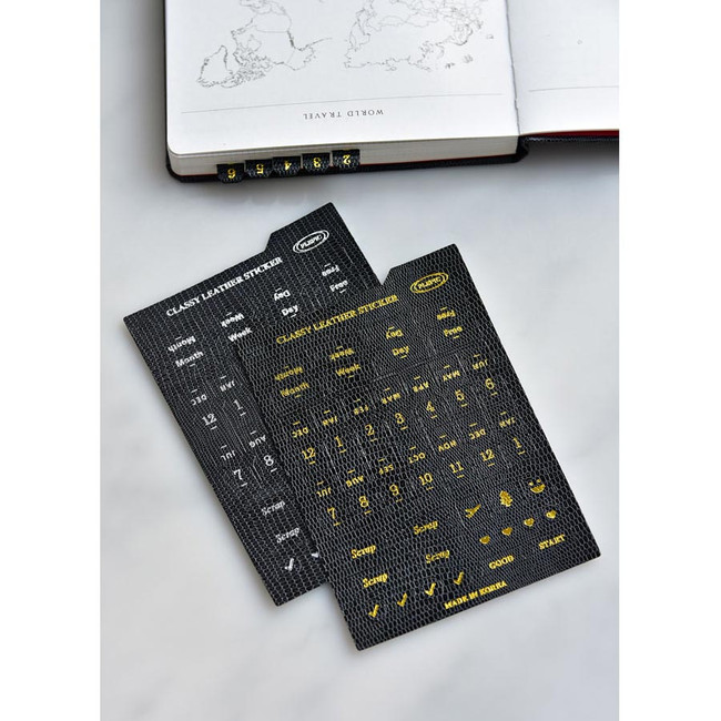 Black - Classy Textured Leather Index Tab Sticker